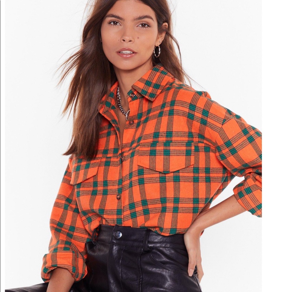 Nasty Gal plaid shirt - never worn! Size US 2